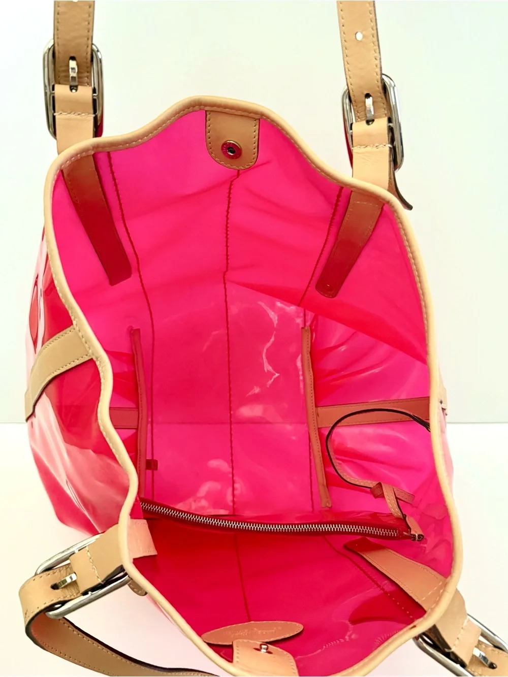Tod’s PVC Tote Bag Pink Leather Trim Matching pouch